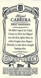 2014 Topps Gypsy Queen - Mini #1 Miguel Cabrera Back