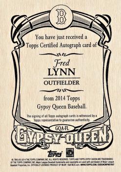 2014 Topps Gypsy Queen - Autographs #GQA-FL Fred Lynn Back