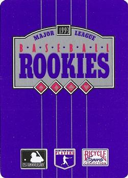 1993 Bicycle Rookies Playing Cards #Q♥ Jeff Conine Back