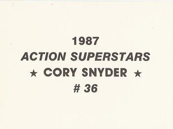 1987 Action Superstars (unlicensed) #36 Cory Snyder Back