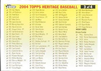 2004 Topps Heritage - Checklists #3 Checklist: 393-475 and Inserts Front