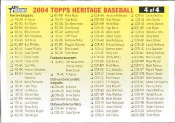 2004 Topps Heritage - Checklists #4 Checklist: Inserts Front
