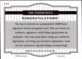 2008 Razor Signature Series #171 Tim Federowicz Back