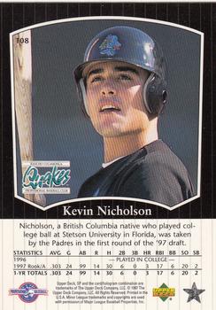 1998 SP Top Prospects #108 Kevin Nicholson Back