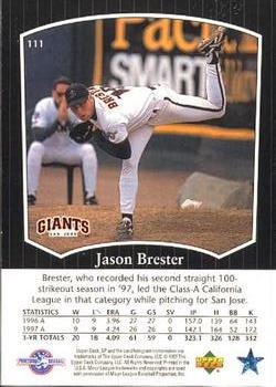 1998 SP Top Prospects #111 Jason Brester Back