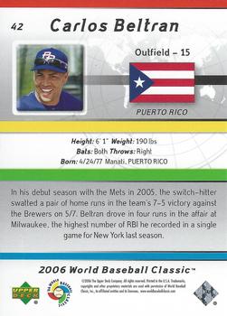 2006 Upper Deck World Baseball Classic Box Set #42 Carlos Beltran Back
