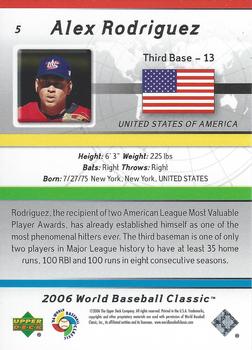 2006 Upper Deck World Baseball Classic Box Set #5 Alex Rodriguez Back