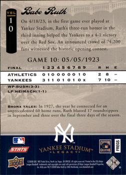 2008 Upper Deck Yankee Stadium Legacy #10 Babe Ruth Back