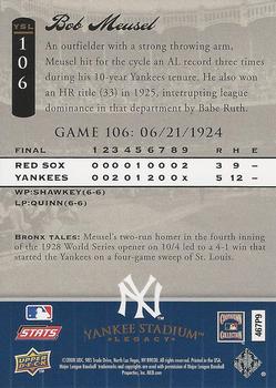 2008 Upper Deck Yankee Stadium Legacy #106 Bob Meusel Back