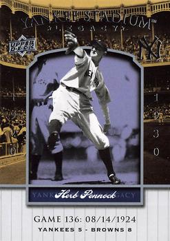 2008 Upper Deck Yankee Stadium Legacy #136 Herb Pennock Front