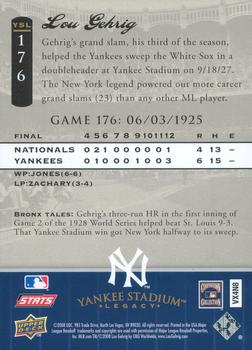 2008 Upper Deck Yankee Stadium Legacy #176 Lou Gehrig Back