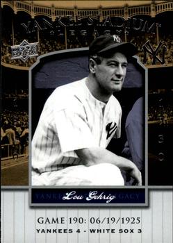 2008 Upper Deck Yankee Stadium Legacy #190 Lou Gehrig Front