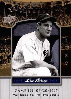 2008 Upper Deck Yankee Stadium Legacy #191 Lou Gehrig Front