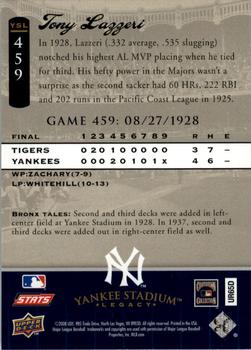 2008 Upper Deck Yankee Stadium Legacy #459 Tony Lazzeri Back
