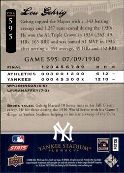 2008 Upper Deck Yankee Stadium Legacy #595 Lou Gehrig Back