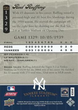 2008 Upper Deck Yankee Stadium Legacy #1329 Red Ruffing Back