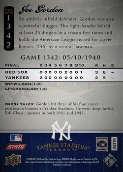 2008 Upper Deck Yankee Stadium Legacy #1342 Joe Gordon Back