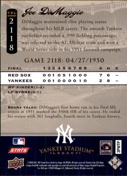 2008 Upper Deck Yankee Stadium Legacy #2118 Joe DiMaggio Back