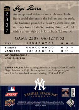 2008 Upper Deck Yankee Stadium Legacy #2307 Yogi Berra Back