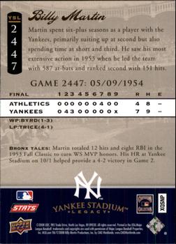 2008 Upper Deck Yankee Stadium Legacy #2447 Billy Martin Back
