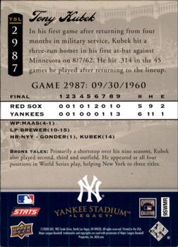 2008 Upper Deck Yankee Stadium Legacy #2987 Tony Kubek Back