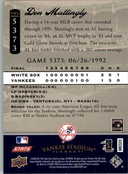 2008 Upper Deck Yankee Stadium Legacy #5373 Don Mattingly Back