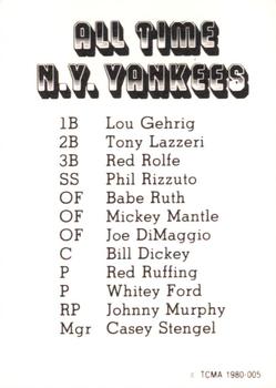 1980 TCMA All Time New York Yankees #1980-005 Babe Ruth Back