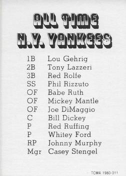 1980 TCMA All Time New York Yankees #1980-011 Johnny Murphy Back