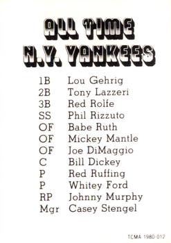 1980 TCMA All Time New York Yankees #1980-012 Casey Stengel Back