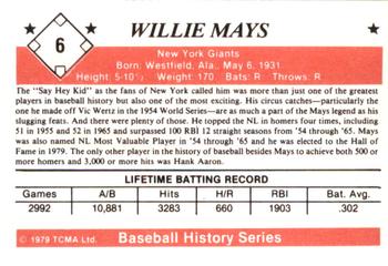 1979 TCMA The 1950’s #6 Willie Mays Back
