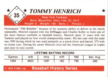 1979 TCMA The 1950’s #35 Tommy Henrich Back