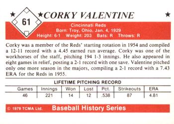 1979 TCMA The 1950’s #61 Corky Valentine Back