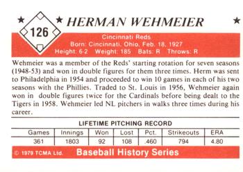 1979 TCMA The 1950’s #126 Herman Wehmeier Back