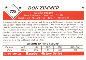 1979 TCMA The 1950’s #228 Don Zimmer Back