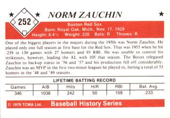1979 TCMA The 1950’s #252 Norm Zauchin Back