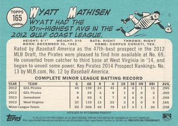 2014 Topps Heritage Minor League #165 Wyatt Mathisen Back