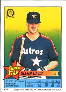 1989 O-Pee-Chee Stickers - Super Star Backs #35 Glenn Davis Front