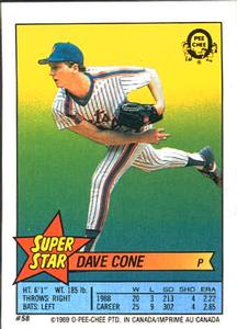 1989 O-Pee-Chee Stickers - Super Star Backs #58 Dave Cone Front