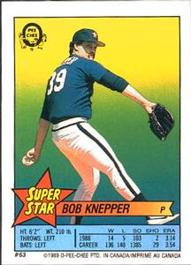 1989 O-Pee-Chee Stickers - Super Star Backs #63 Bob Knepper Front