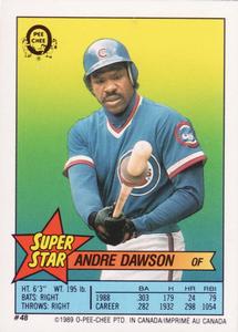 1989 O-Pee-Chee Stickers - Super Star Backs #48 Andre Dawson Front