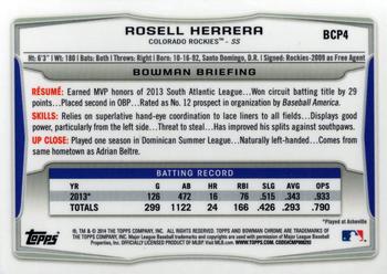 2014 Bowman - Chrome Prospects #BCP4 Rosell Herrera Back