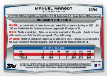 2014 Bowman - Chrome Prospects #BCP90 Manuel Margot Back