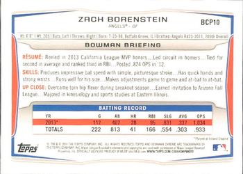 2014 Bowman - Chrome Prospects #BCP10 Zach Borenstein Back