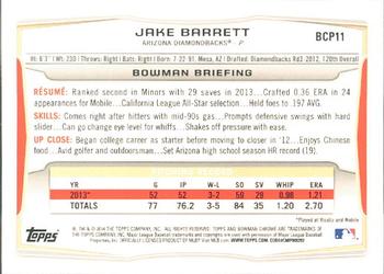 2014 Bowman - Chrome Prospects #BCP11 Jake Barrett Back
