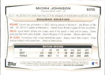 2014 Bowman - Chrome Prospects #BCP26 Micah Johnson Back