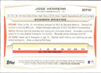 2014 Bowman - Chrome Prospects #BCP107 Jose Herrera Back