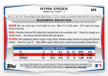 2014 Bowman - Prospects #BP8 Ryan Eades Back