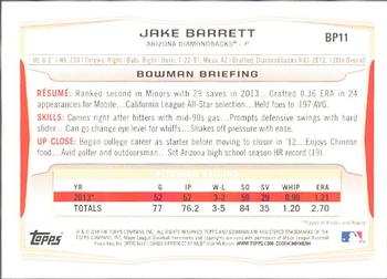 2014 Bowman - Prospects #BP11 Jake Barrett Back