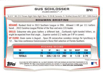 2014 Bowman - Prospects #BP41 Gus Schlosser Back