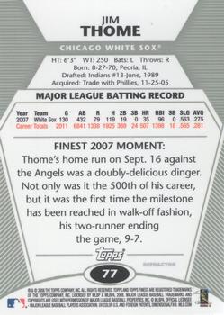 2008 Finest - Refractors #77 Jim Thome Back